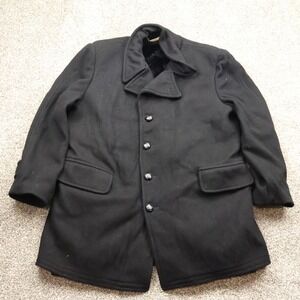 McGregor Peacoat Mens 40 Black Wool Blend‎ Faux Fur Lined Vintage Made in USA